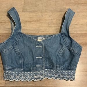 VINTAGE True Blue Jean Bra Top Size 5/6 Cotton
